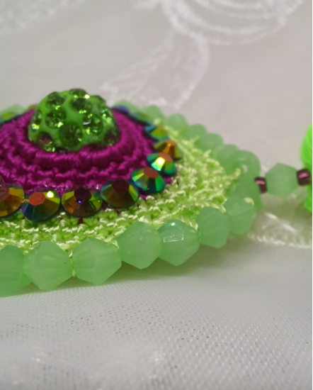 Háčkované dizajnové náušnice "Citrónová tráva"